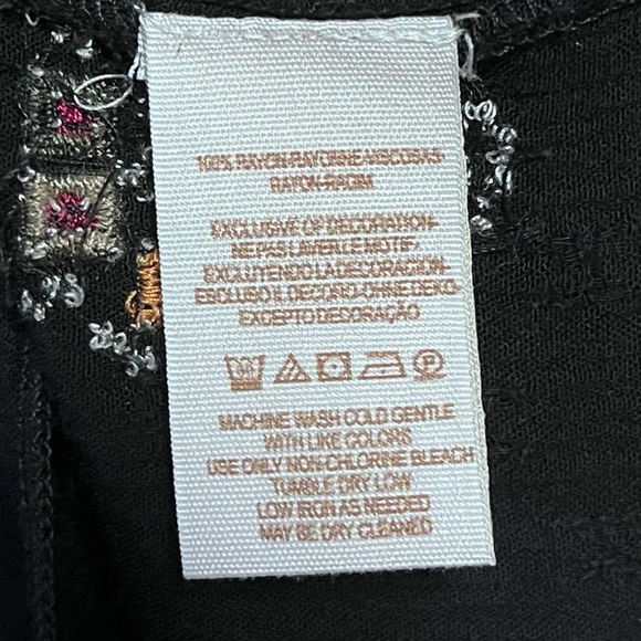 Free People Arianna Tunic Top Black Babydoll Embroidered Boho XS Gauzy Festival - Picture 12 of 16